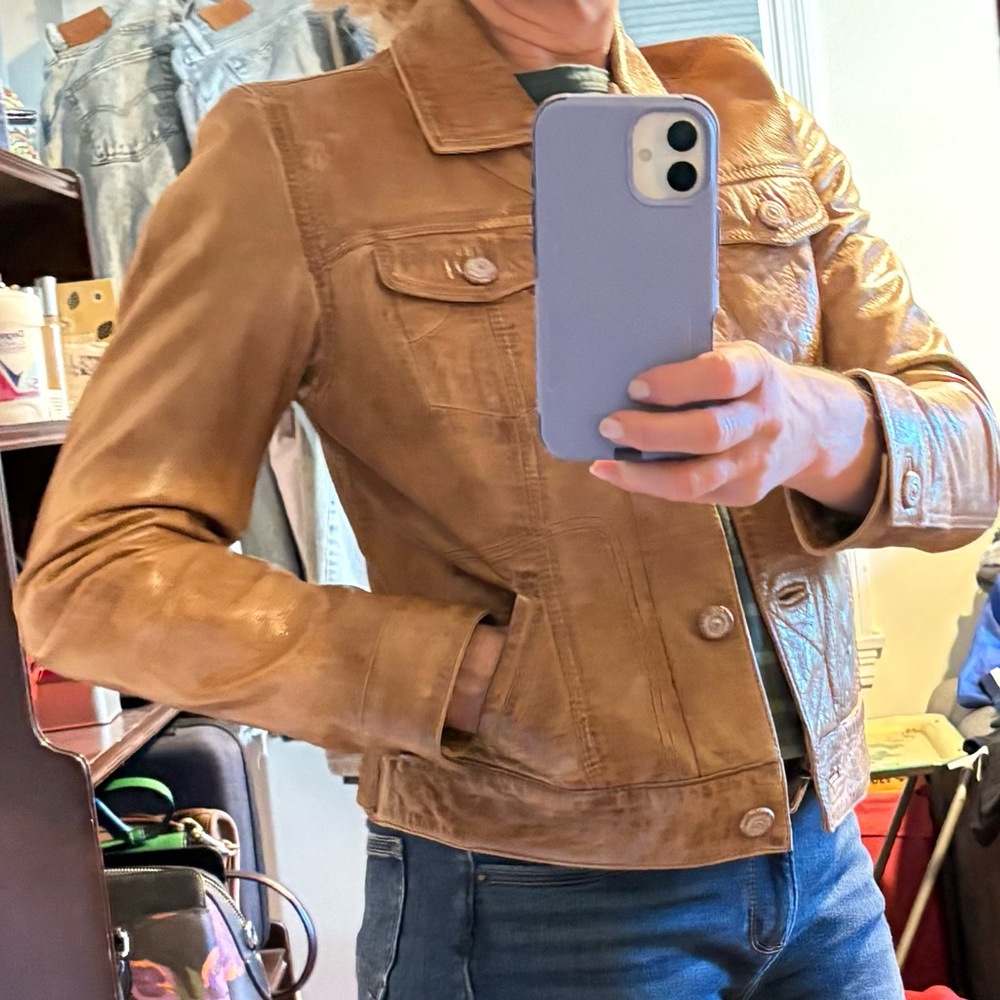 Sundance leather trucker jacket